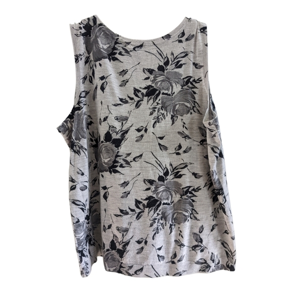 Talbots 2 piece Merino Wool Gray Floral Long Sleeve Twin Set ,2X petite EUC - Picture 2 of 5